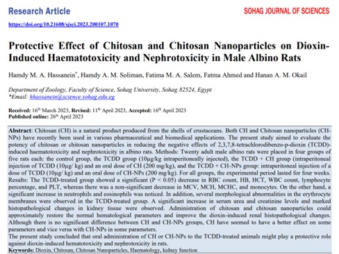 Protective effect of chitosan and chitosan nanoparticles on dioxin induced haematotoxicity and nephrotoxicity in male albino rats